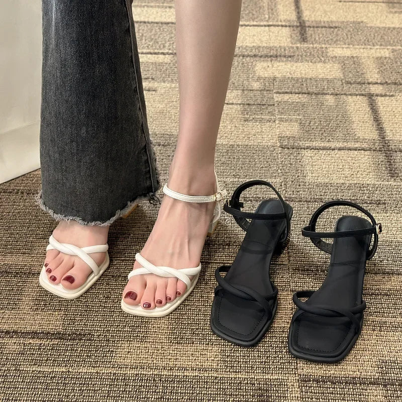 2025 Summer Retro Chunky Heel Sandals