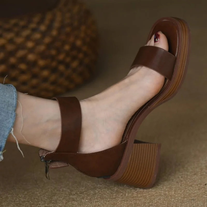 Women’s Sandals – Low Heel Genuine Leather Office & Casual Shoes