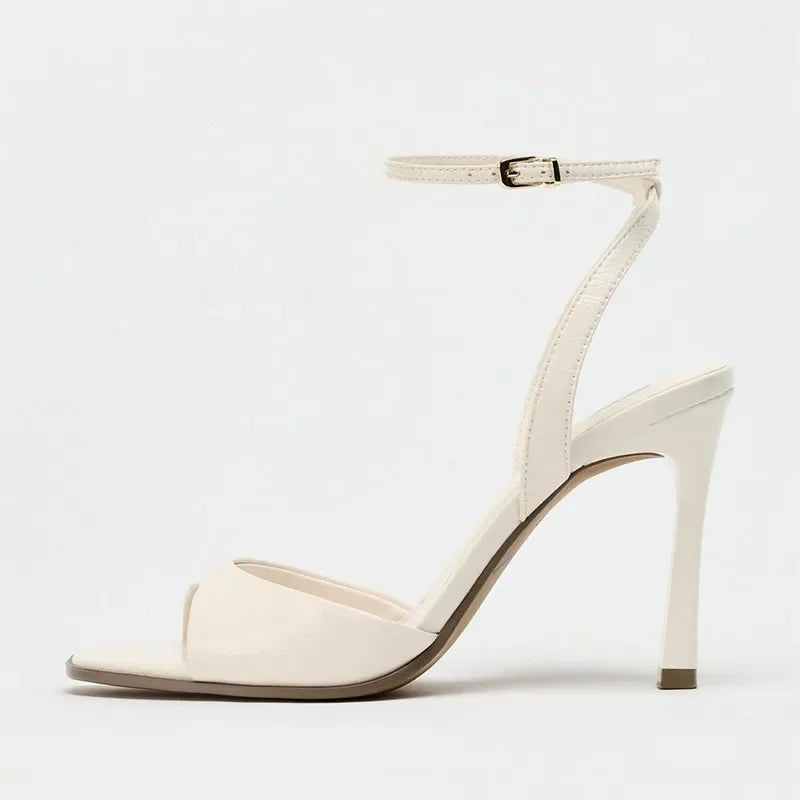 Patent Leather Ankle Strap Heeled Sandals – Elegant & Sexy
