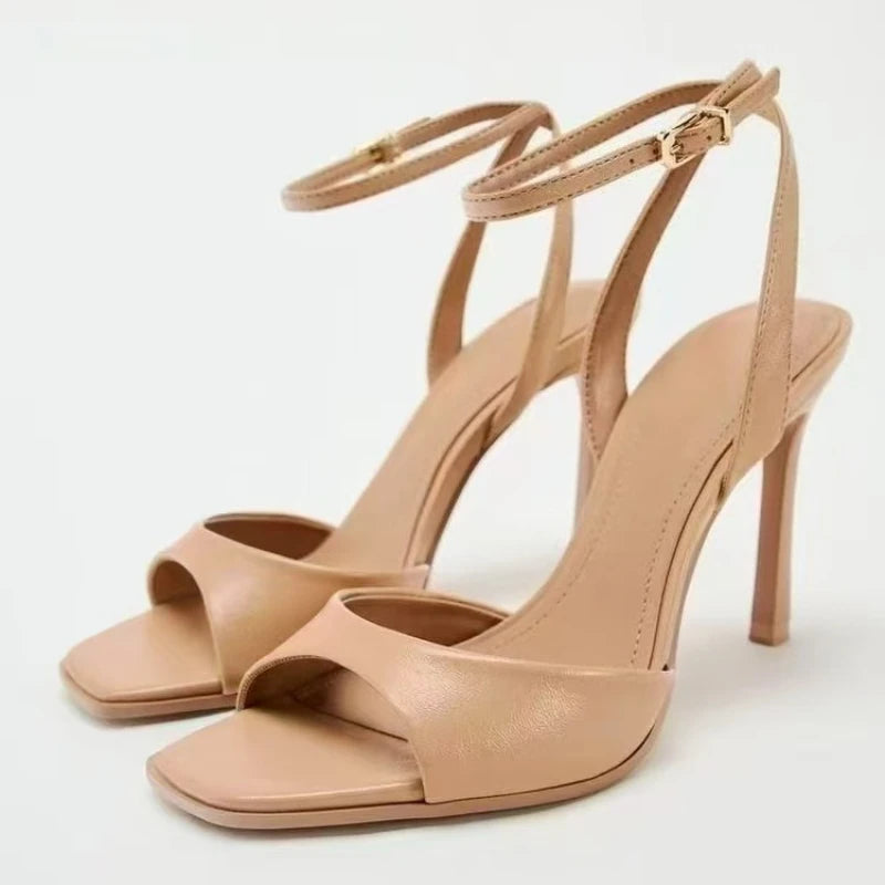 Patent Leather Ankle Strap Heeled Sandals – Elegant & Sexy