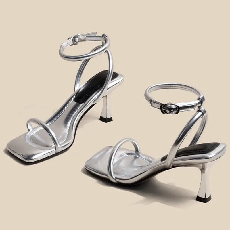 Black Ankle - Strap Stiletto Sandals - Summer Must - Have