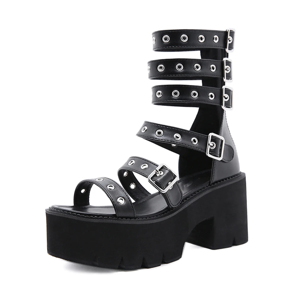 Summer Gladiator Wedge Chunky Heel Sandals