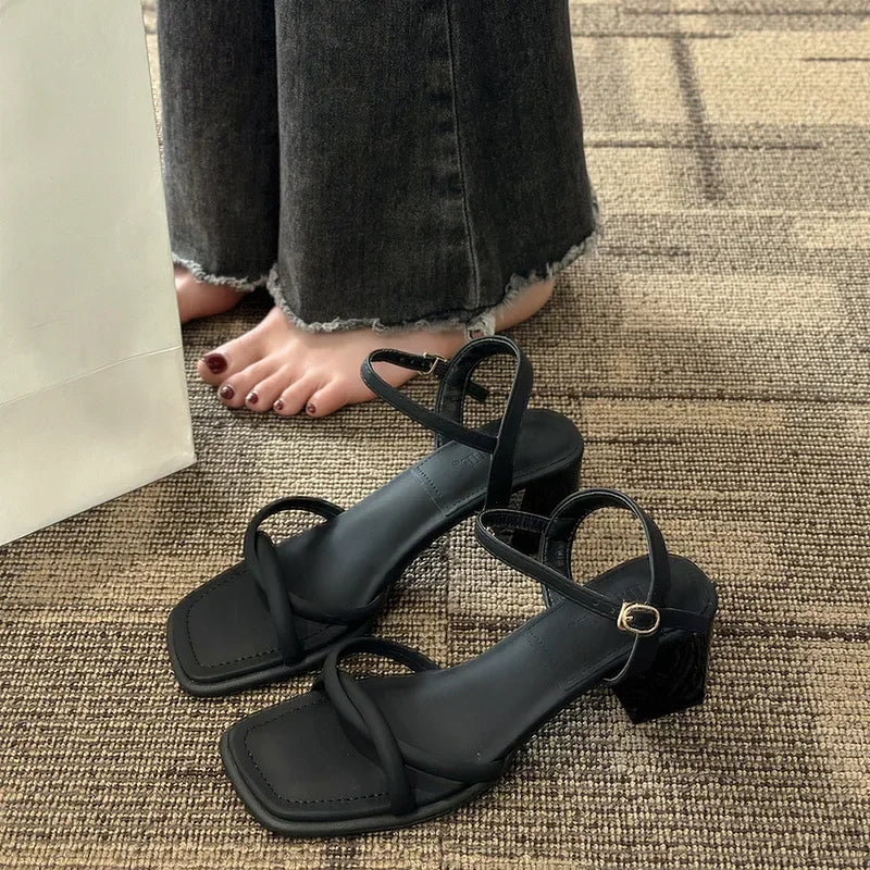 2025 Summer Retro Chunky Heel Sandals