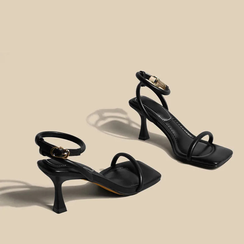 Black Ankle - Strap Stiletto Sandals - Summer Must - Have