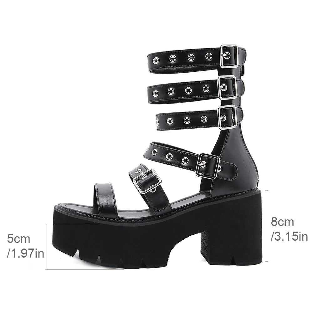 Summer Gladiator Wedge Chunky Heel Sandals