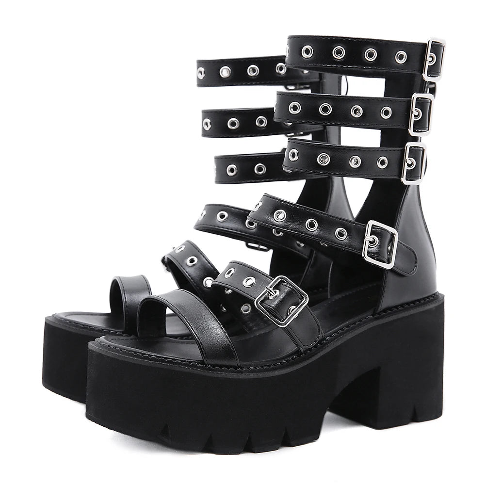 Summer Gladiator Wedge Chunky Heel Sandals