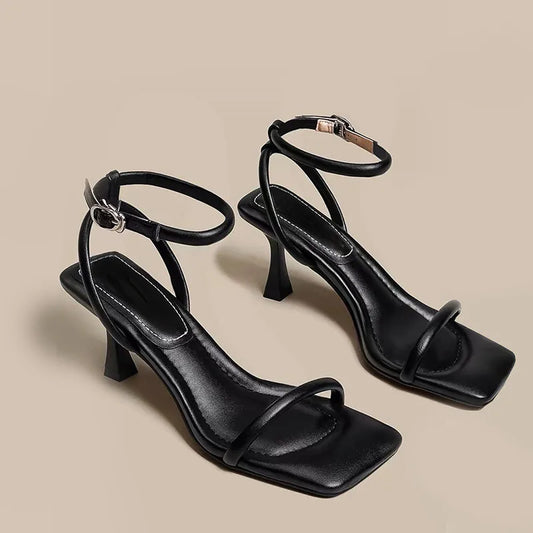 Black Ankle - Strap Stiletto Sandals - Summer Must - Have