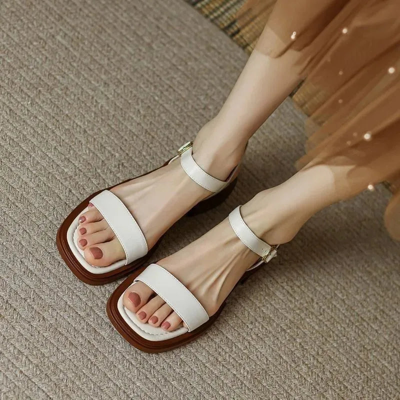 Women’s Summer Low Heel Genuine Leather Sandals