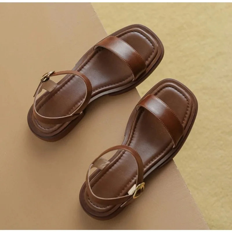 Women’s Summer Low Heel Genuine Leather Sandals