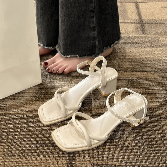 2025 Summer Retro Chunky Heel Sandals
