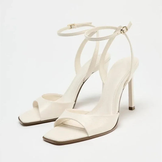 Patent Leather Ankle Strap Heeled Sandals – Elegant & Sexy