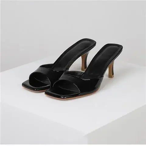 Women’s Summer Black Square Toe High Heels