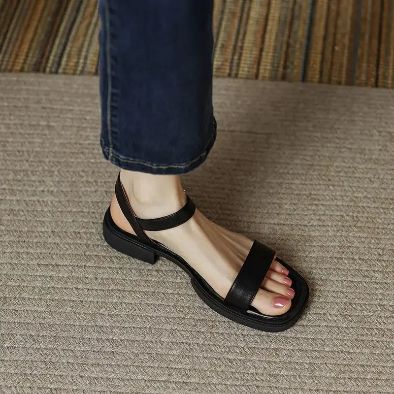 Women’s Summer Low Heel Genuine Leather Sandals