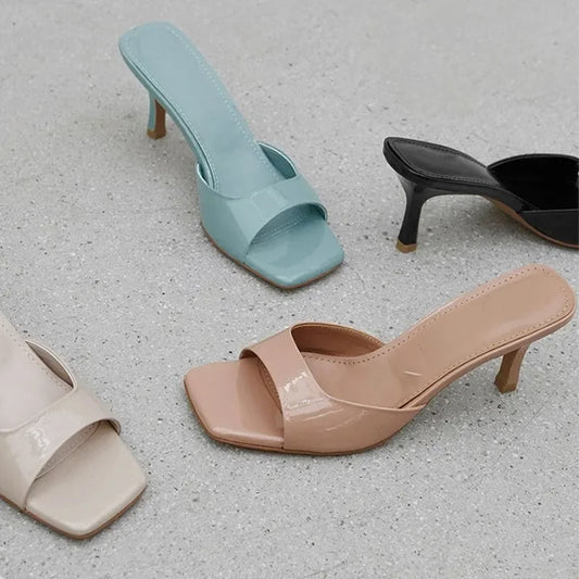 Women’s Summer Black Square Toe High Heels