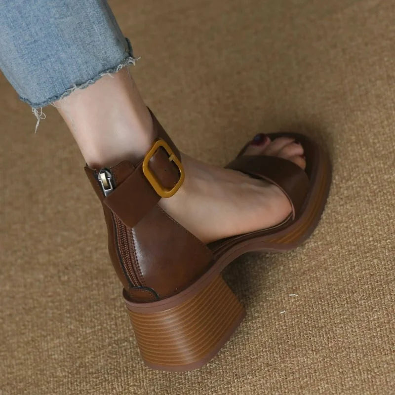 Women’s Sandals – Low Heel Genuine Leather Office & Casual Shoes