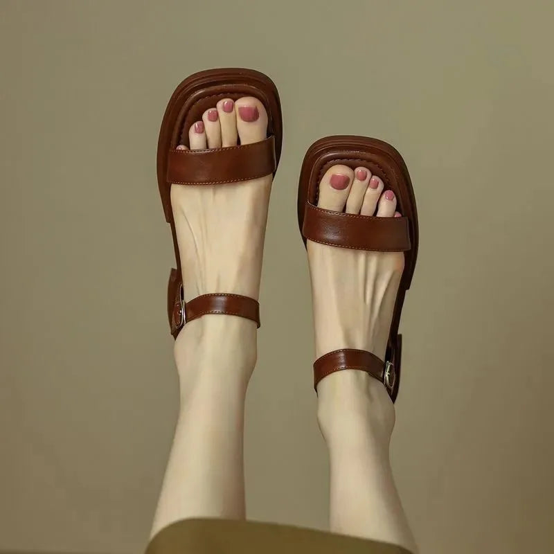 Women’s Summer Low Heel Genuine Leather Sandals
