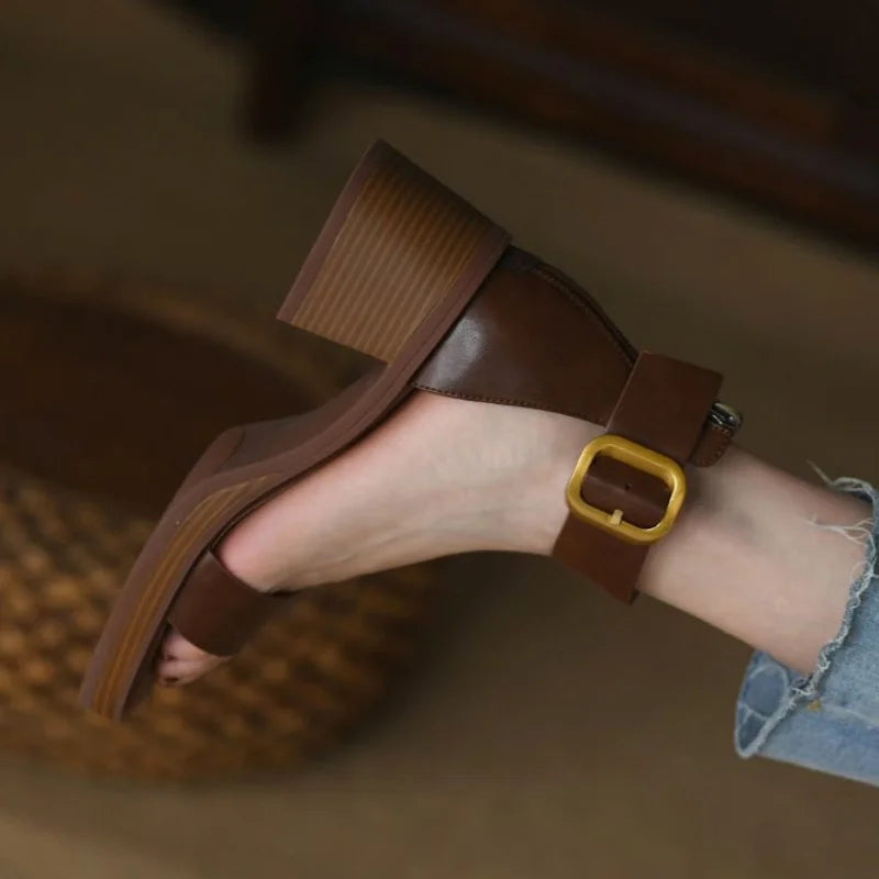 Women’s Sandals – Low Heel Genuine Leather Office & Casual Shoes