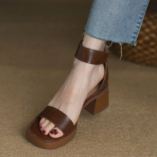 Women’s Sandals – Low Heel Genuine Leather Office & Casual Shoes