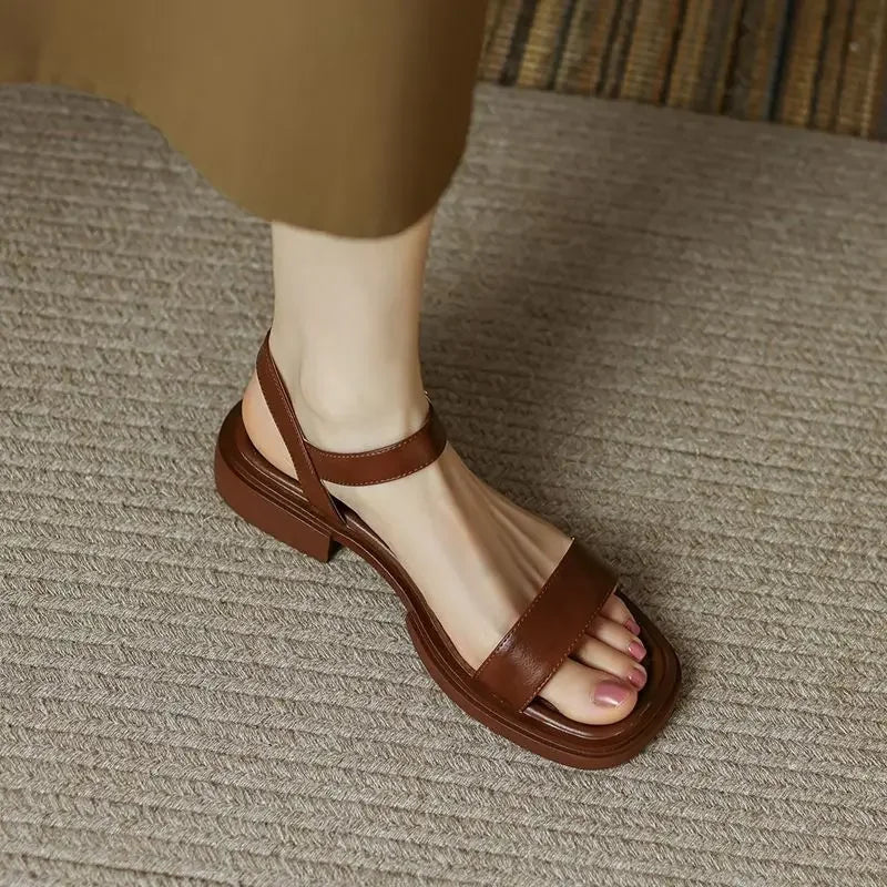 Women’s Summer Low Heel Genuine Leather Sandals