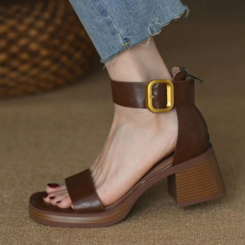 Women’s Sandals – Low Heel Genuine Leather Office & Casual Shoes