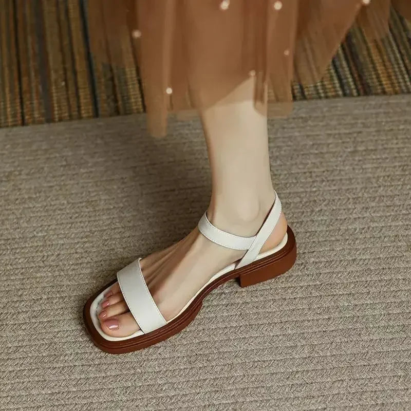 Women’s Summer Low Heel Genuine Leather Sandals